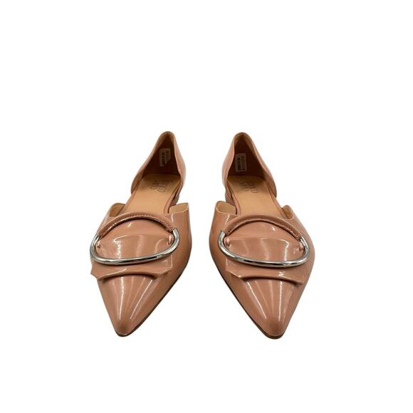 Franco Sarto Patent Leather Kiltie D’Orsay Flats Pointed Toe Peach Sz 8 Preppy - Picture 9 of 10